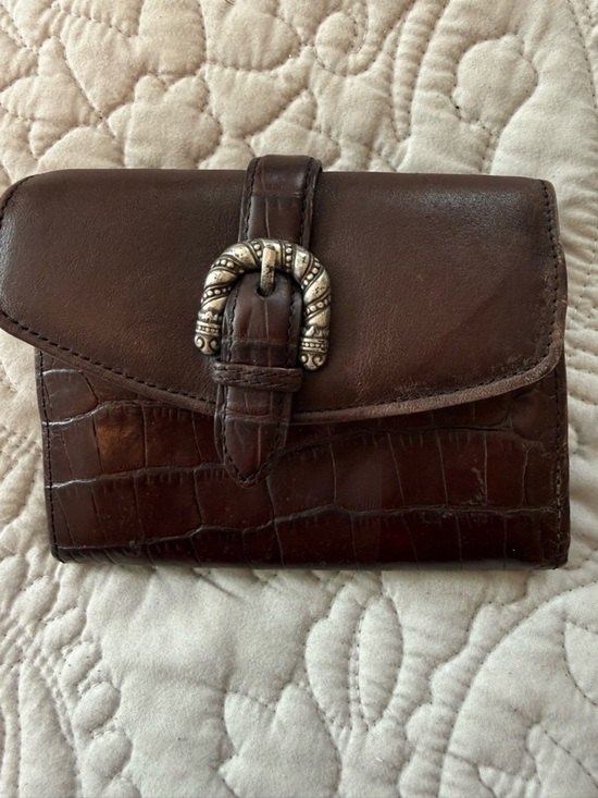 Brighton Handbags - Brighton Brown Croc Embossed Leather Western Buckle Wallet